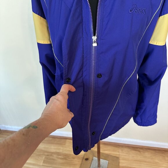 Vtg Asics Womens Tracksuit Purple Nylon Poly Medium Zip Up Pants 80s Fashion - Picture 15 of 16